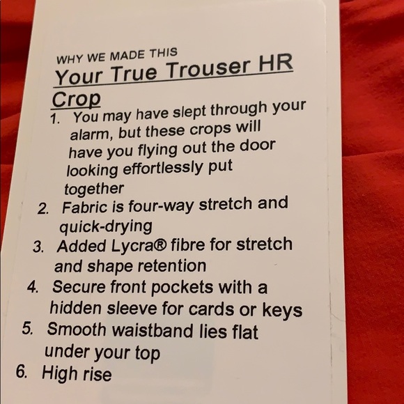 New Lululemon Your True Trouser HR Crop - Picture 4 of 7
